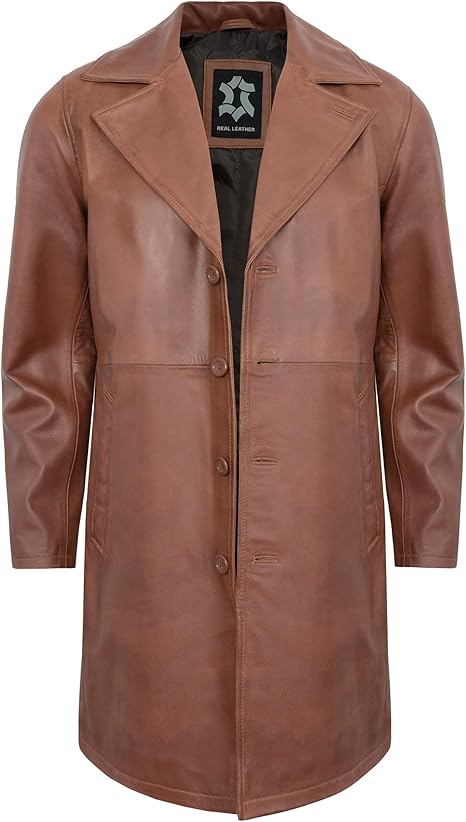 Leather Jacket Men - Real Lambskin Carcoat Style Vintage Men's Leather Coats